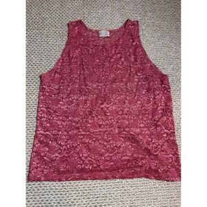 Solange Pink Floral Lace Tank Top Sheer Blouse vintage coquette festival fairy